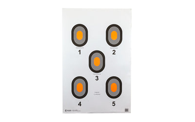 Action Target 530-OC-100 Five Bull's-Eye Paper Target, Orange Center, 100-Pack