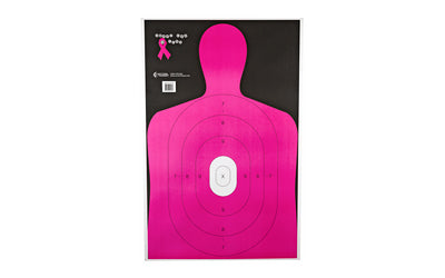 Action Target B-27E-NPT-100 Pink Silhouette Paper Target, Cut Off Below Ring 7, 23"x35", Box of 100