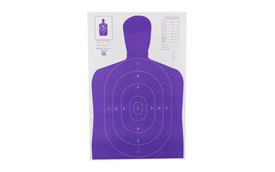 Action Target B-27E-PR-100 Fluorescent Purple Silhouette Paper Target, Cut Off Below Ring 7, 23"x35", Box of 100
