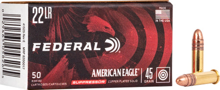 American Eagle .22 Long Rifle AE22SUP1 Suppressor Copper-Plated Round Nose 45 Grain