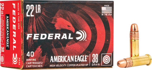 American Eagle .22 Long Rifle AE22 Copper Plated/HV Copper Plated Hollow Point CPHP 38 Grain