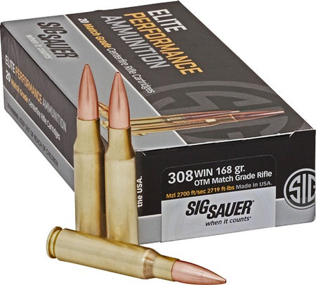 Sig Sauer .308 Win / 7.62x51mm E308M120 Elite Performance Marksman Open Tip Match OTM 168 Grain