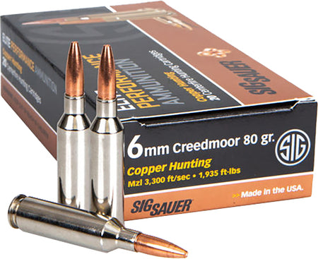 Sig Sauer 6mm Creedmoor E6MMCH120 Elite Performance Copper Hunting 80 Grain