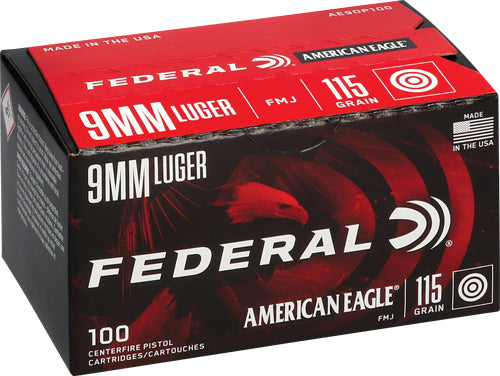 American Eagle 9mm Luger/Parabellum AE9DP100 029465062477 Full Metal Jacket FMJ 115 Grain