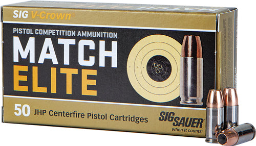 Sig Sauer 9mm Luger/Parabellum E9MMA3COMP50 Match Elite Competition V Crown Jacketed Hollow Point HP 147 Grain
