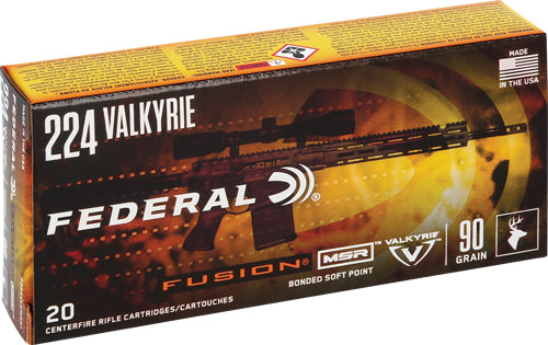 Federal .224 Valkyrie F224VLKMSR1 MSR Boat Tail Fusion Soft Point FSP 90 Grain