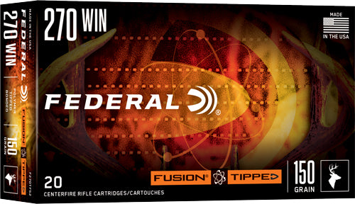 Federal .270 Winchester Rifle Ammo Fusion Tipped Polymer Tip PolyTip 150 grain 