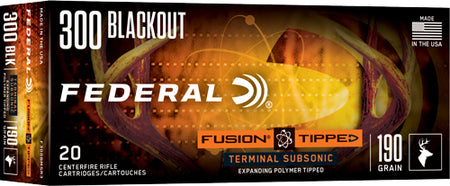 Federal .300 AAC Blackout Rifle Ammo Fusion Tipped Polymer Tip PolyTip 190 grain 