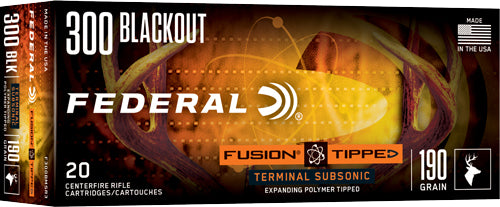 Federal .300 AAC Blackout Rifle Ammo Fusion Tipped Polymer Tip PolyTip 190 grain 
