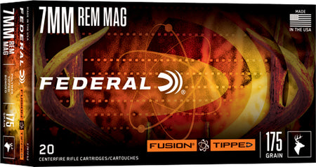 Federal 7mm Remington Mag Rifle Ammo Fusion Tipped Polymer Tip PolyTip 175 grain 