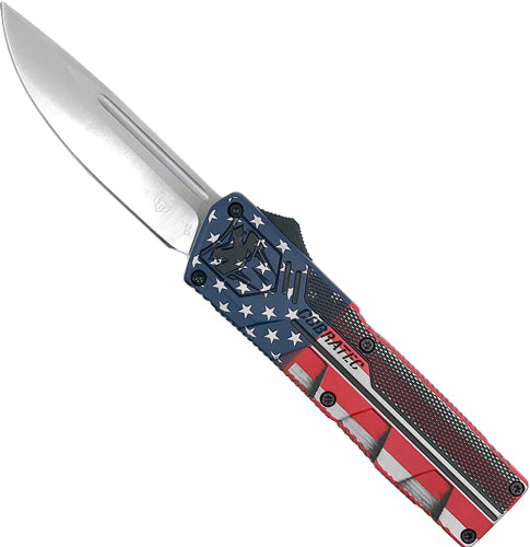 CobraTec Lightweight OTF Knife American Flag CRKTE 3.25" Drop Point