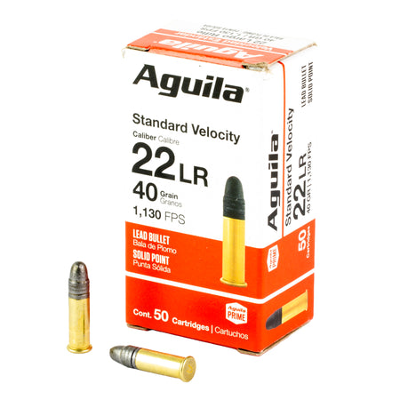 Aguila .22 Long Rifle Rimefire Ammo Standard Velocity Lead Solid Point Solid 40 grain 