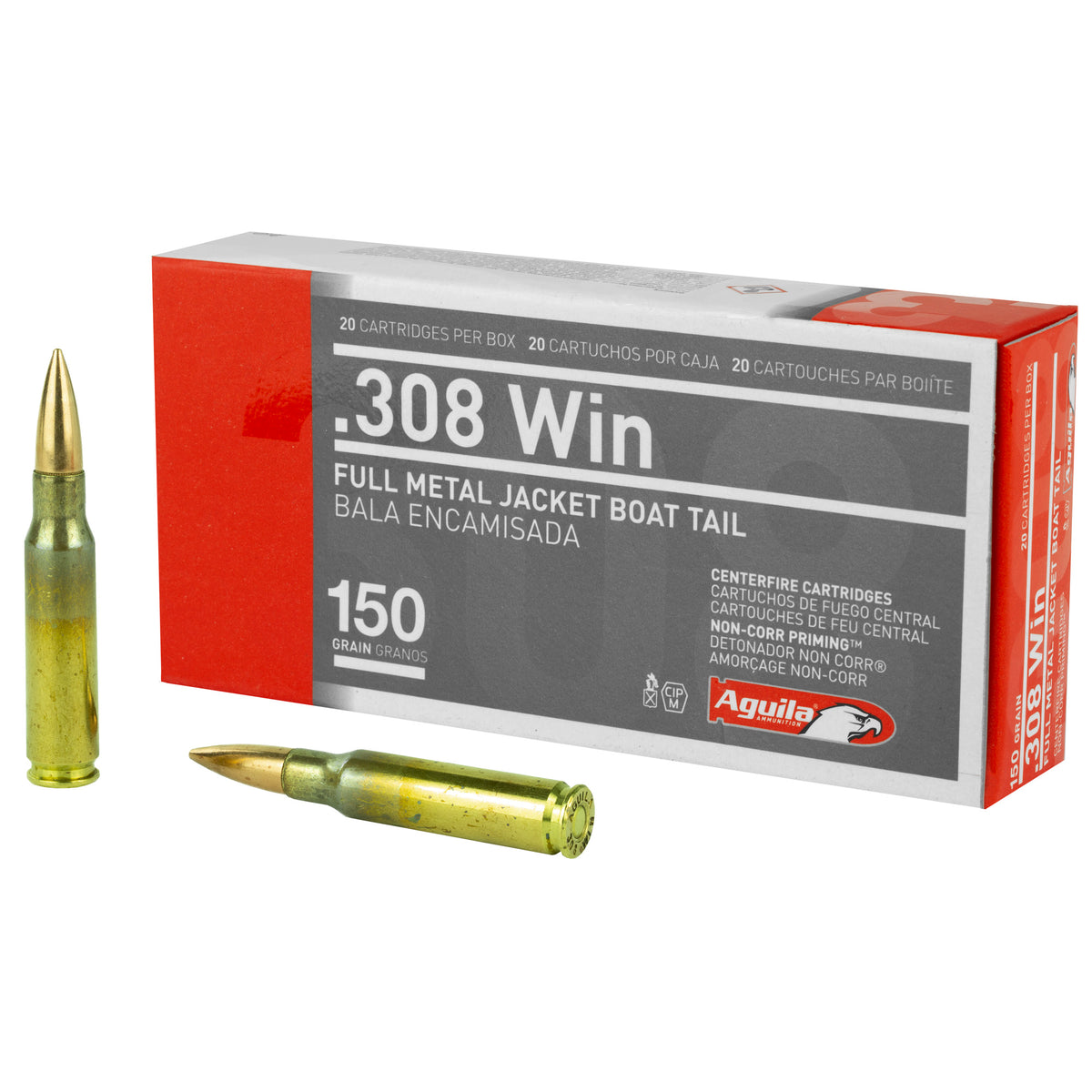 Aguila .308 Win / 7.62x51mm 1E308110 Target & Range Full Metal Jacket Boat Tail FMJBT 150 Grain