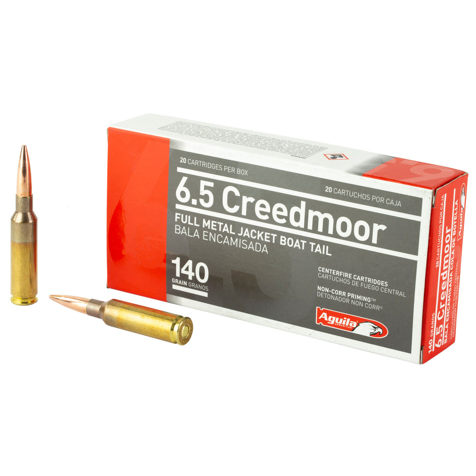 Aguila 6.5mm Creedmoor 1E650110 Target & Range Hi-Velocity Full Metal Jacket Boat Tail FMJBT 140 Grain