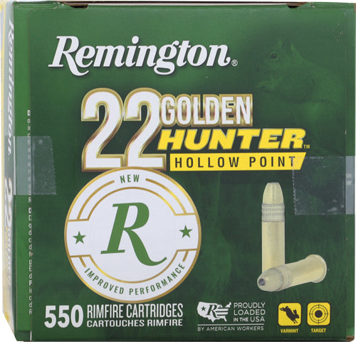 Remington .22 Long Rifle Rimefire Ammo Golden Hunter Plated Hollow Point JHP 40 grain 