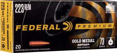 Federal .223 Remington GM223BH73 Premium Gold Medal Berger Open Tip Match 73 Grain
