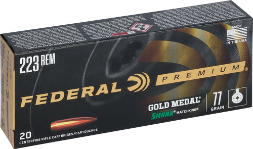 Federal .223 Remington GM223M3 Premium Gold Medal Sierra MatchKing Boat Tail Hollow Point BTHP 77 Grain