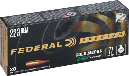 Federal .223 Remington GM223M3 Premium Gold Medal Sierra MatchKing Boat Tail Hollow Point BTHP 77 Grain