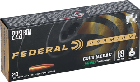 Federal .223 Remington GM223M Premium Gold Medal Sierra MatchKing Boat Tail Hollow Point BTHP 69 Grain