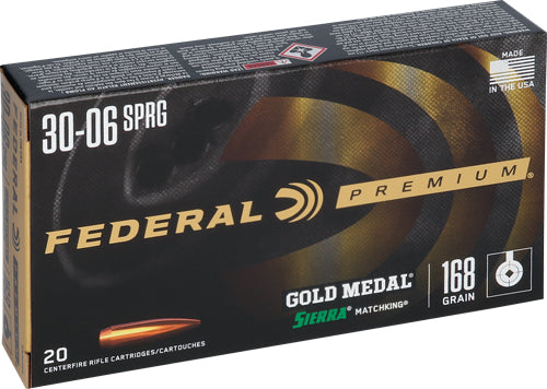 Federal .30-06 Springfield GM3006M Premium Gold Medal Sierra MatchKing Boat Tail Hollow Point BTHP 168 Grain