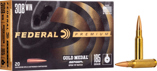 Federal .308 Win / 7.62x51mm GM308BH185 Premium Gold Medal Berger Jugernaught Open Tip Match 185 Grain