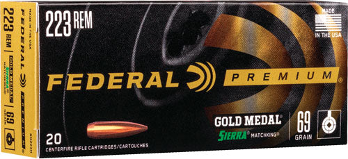 Federal 6.5mm Creedmoor GM65CRD1 Premium Gold Medal Sierra MatchKing Boat Tail Hollow Point BTHP 140 Grain