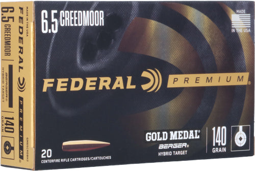 Federal 6.5mm Creedmoor GM65CRDBH2 Premium Gold Medal Berger Hybrid Target 140 Grain