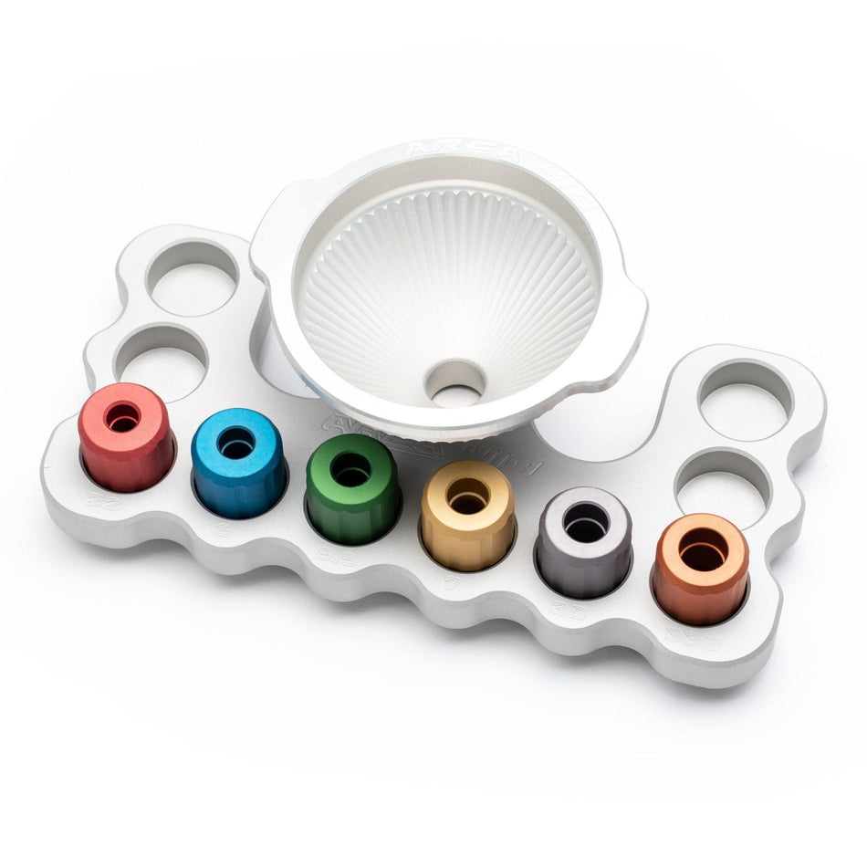 Area 419 22-338 Caliber Master Funnel Kit - Funnel, Heads & Storage Block