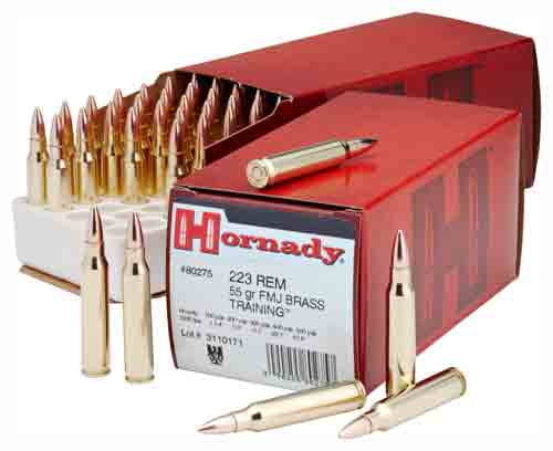 Hornady .223 Remington 80275 Custom Full Metal Jacket Boat Tail FMJBT 55 Grain