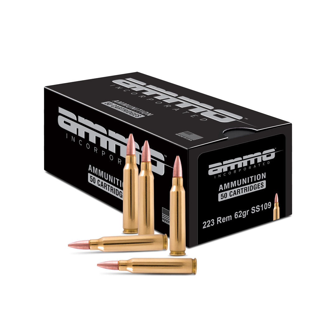 Ammo Inc .223 Remington Rifle Ammo Shield SS109 Full Metal Jacket FMJ 62 grain 