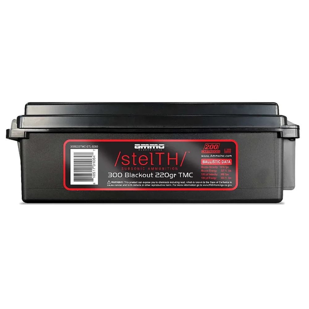 Ammo Inc .300 AAC Blackout Rifle Ammo StelTH Subsonic Total Metal Jacket TMC 220 grain 
