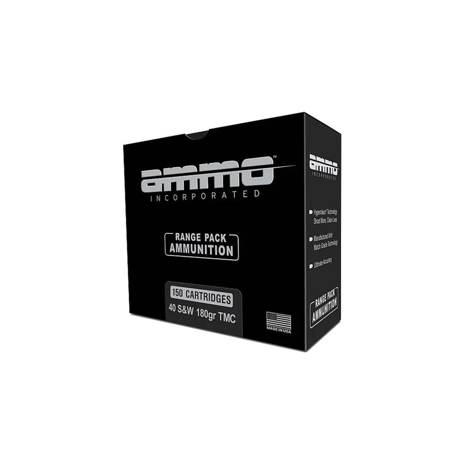Ammo Inc .40 S&W Handgun Ammo Signature Total Metal Case TMC 180 grain 
