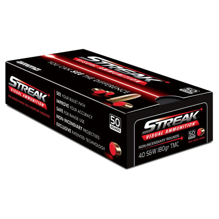 Ammo Inc .40 S&W Handgun Ammo Streak Visual RED Total Metal Case TMC 180 grain 
