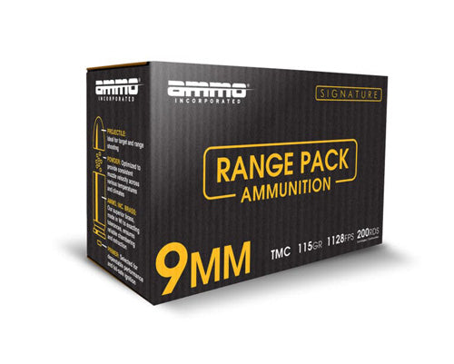 Ammo Inc 9mm Luger / Parabellum Handgun Ammo Signature Range Pack Total Metal Case TMC 115 grain 