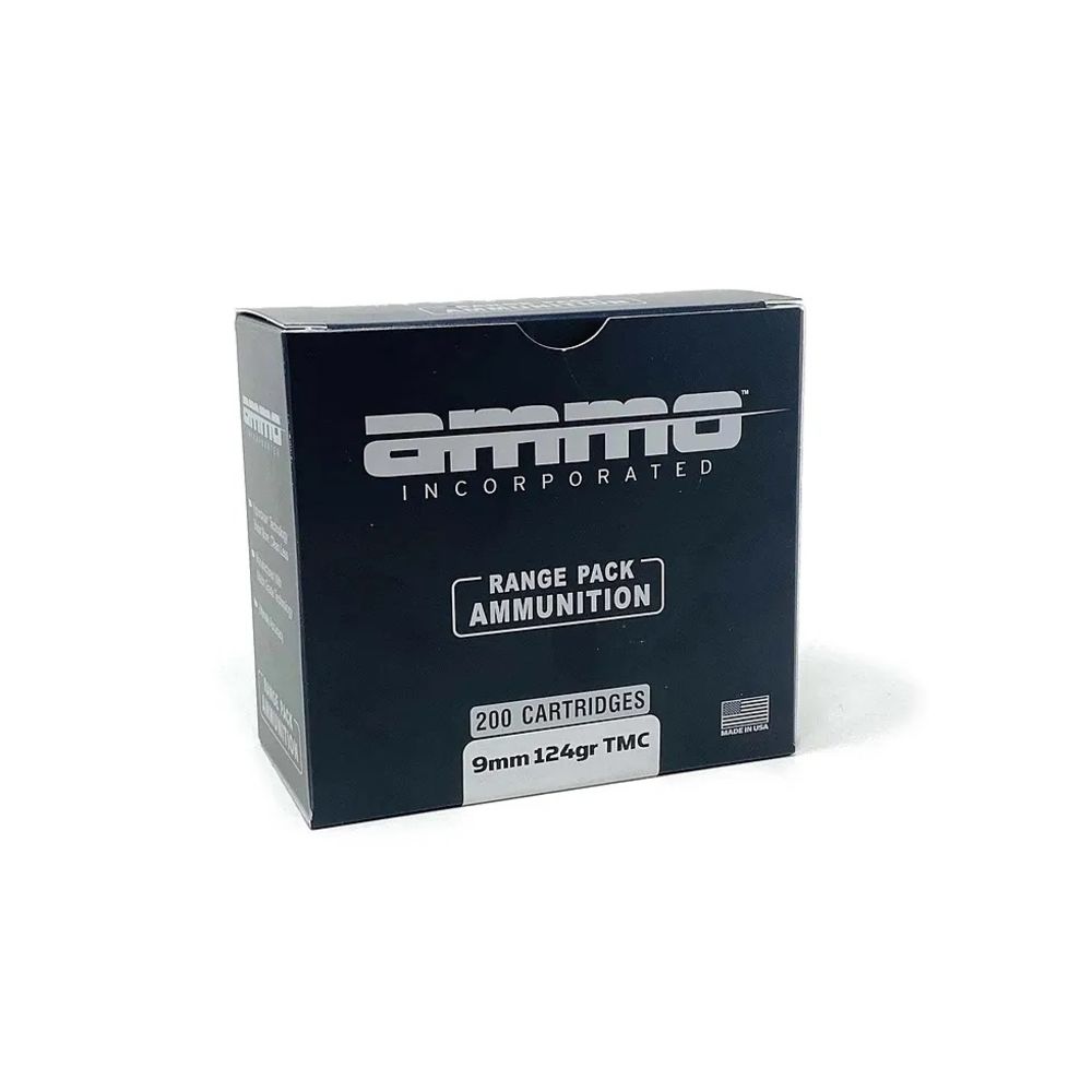 Ammo Inc 9mm Luger / Parabellum Handgun Ammo Signature Range Pack Total Metal Case TMC 124 grain 