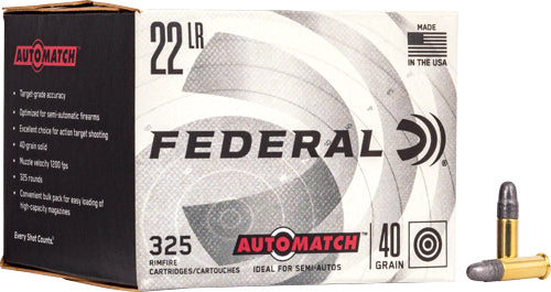 Federal .22 Long Rifle Rimefire Ammo Champion AutoMatch Lead Round Nose Solid 40 grain 