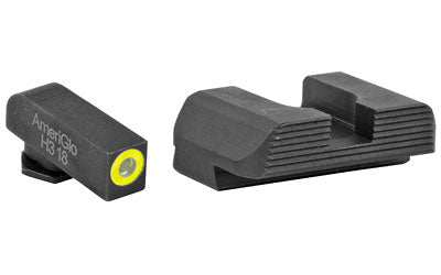 AmeriGlo GL-705 Protector Tritium Sights, Fits Glock 42/43, LumiGreen Front Outline, Black Serrated Rear