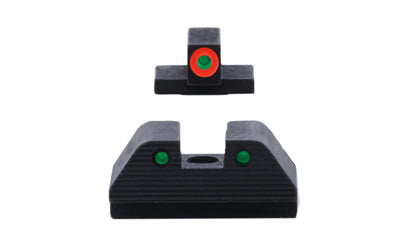 AmeriGlo SW-817 Trooper Night Sights, Smith & Wesson M&P M2.0, Green/Orange Front, Green Serrated Rear, Matte Finish