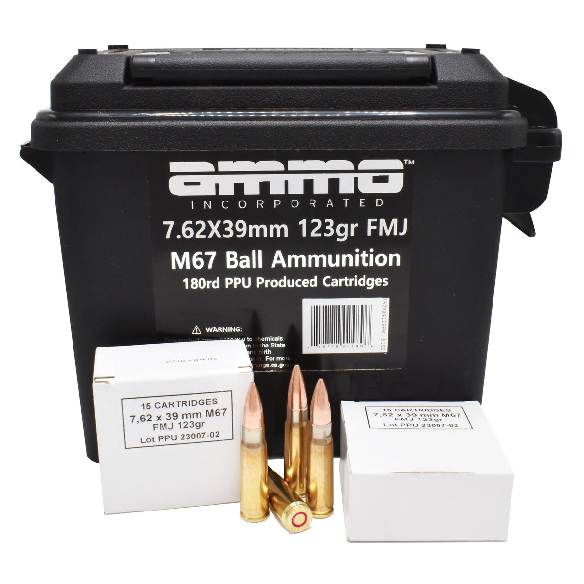 Ammo Inc 762x39123FMJB180 M67 Ball Ammunition Full Metal Jacket 123 Grain 7.62x39mm