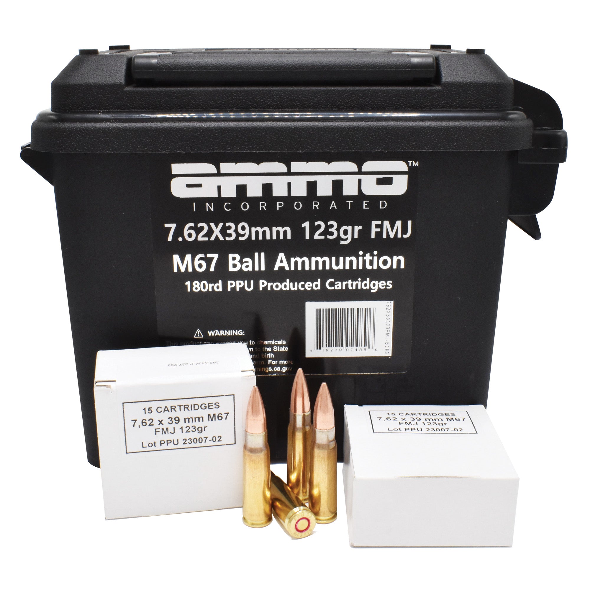 Ammo Inc 762x39123FMJB180 M67 Ball Ammunition Full Metal Jacket 123 Grain 7.62x39mm