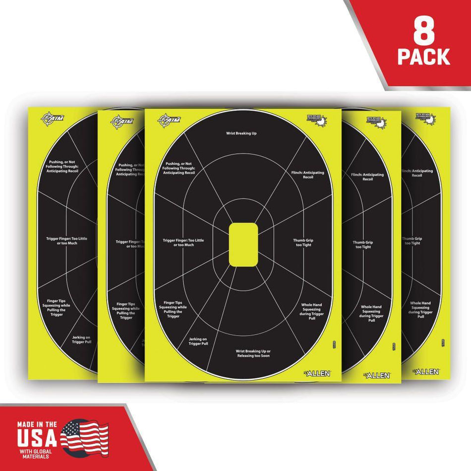 Allen EZ Aim Splash Reactive Handgun Trainer Target 12.5x18.25 Inch 30 per Pad