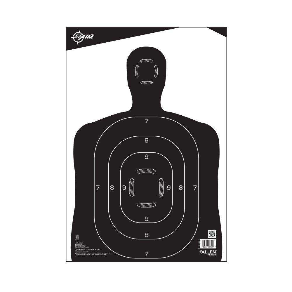 Allen EZ-Aim Silhouette Paper Targets 100 Count - 12"W x 18"H Black