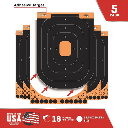 Allen Adhesive Splash Handgun Training Targets 12x18 Inch Orange/Black 5/ct