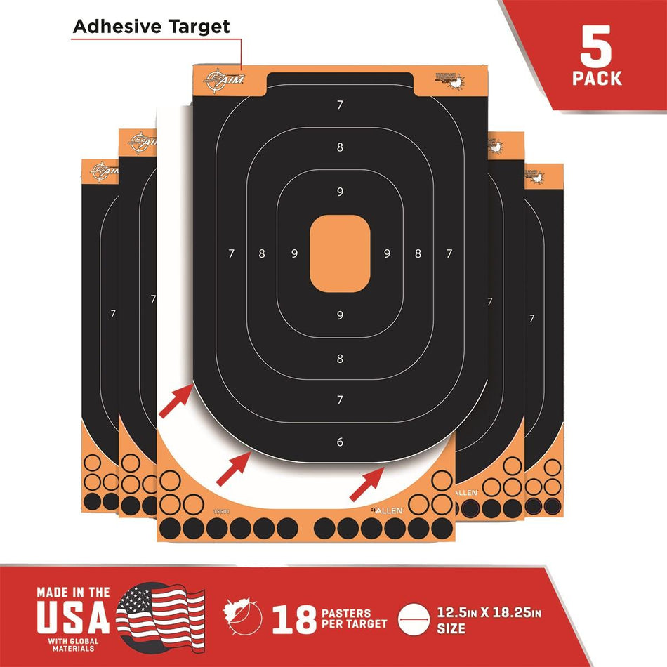 Allen Adhesive Splash Handgun Training Targets 12x18 Inch Orange/Black 5/ct