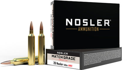 Nosler .26 Nosler 51288 Match Grade Custom Competition Hollow Point Boat Tail 140 Grain