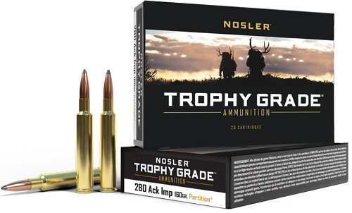 Nosler .280 Ackley 60044 Trophy Grade Nosler Spitzer Partition 160 Grain