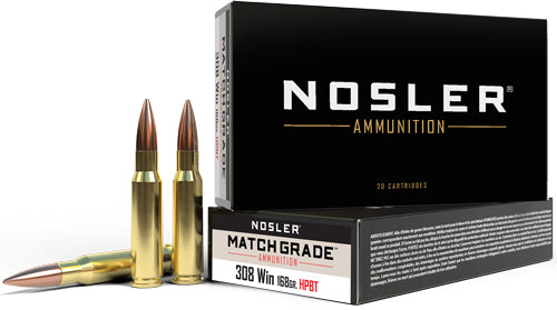 Nosler .308 Win / 7.62x51mm 60054 Match Custom Competition Jacketed Hollow Point JHP 168 Grain