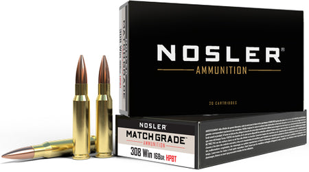 Nosler .308 Win / 7.62x51mm 60054 Match Custom Competition Jacketed Hollow Point JHP 168 Grain