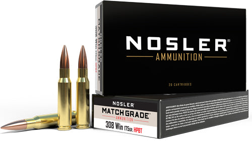Nosler .308 Win / 7.62x51mm 60072 Match Grade Custom Competition Hollow Point Boat Tail 175 Grain