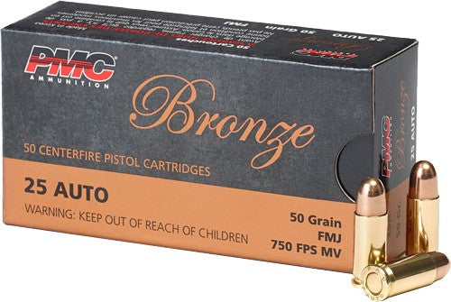 PMC .25 ACP 25A Bronze Full Metal Jacket FMJ 50 Grain